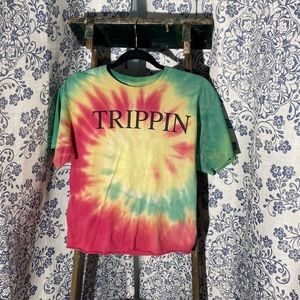 FREE IF BUNDLED The dye Crop top that says Trippin